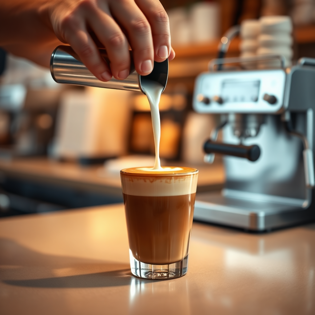 Barista pouring latte art