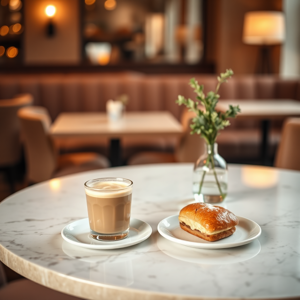 Coffee and pastry on a table