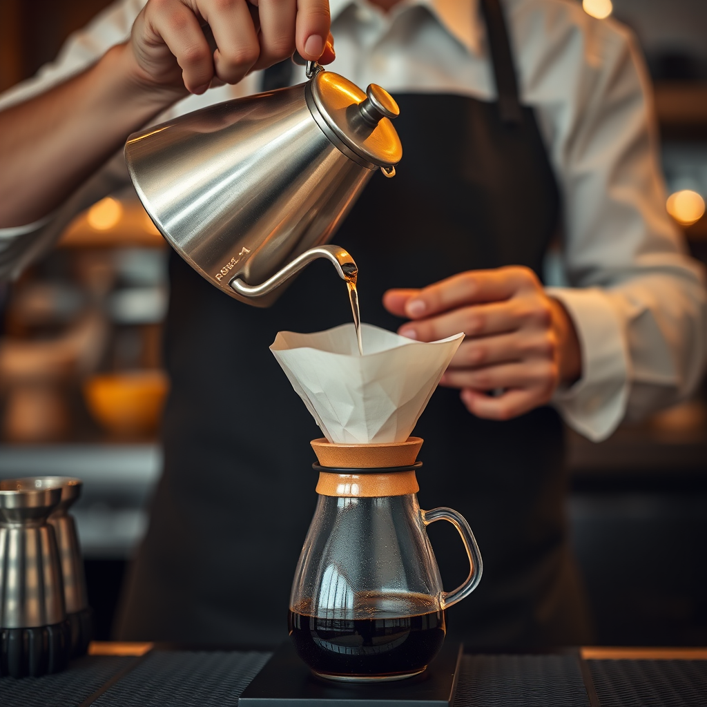 Pour-over coffee being made